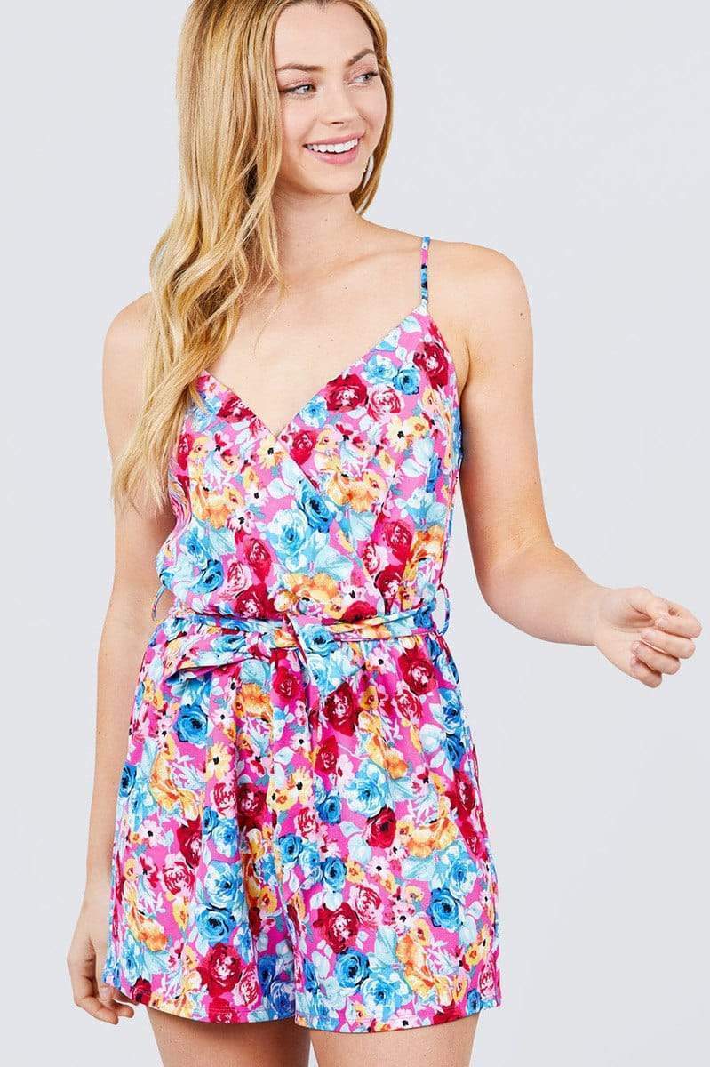 Vacay Vibes Printed Knit Romper-TOPS / DRESSES-[Adult]-[Female]-Hot Pink-S-Blue Zone Planet