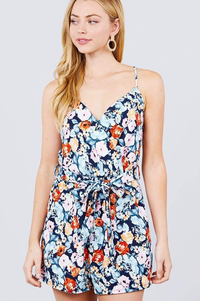 Vacay Vibes Printed Knit Romper-TOPS / DRESSES-[Adult]-[Female]-Navy-S-Blue Zone Planet