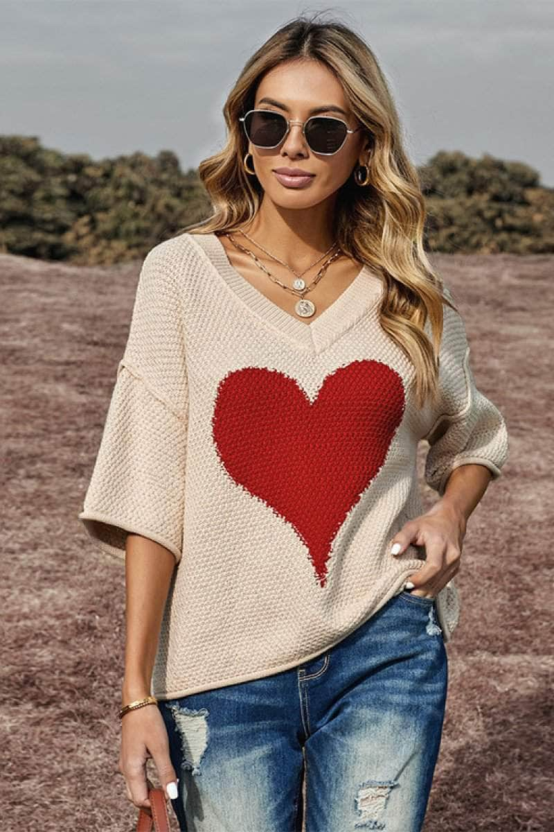 Valentine Dreaming of Love Heart Graphic Oversized Sweater BLUE ZONE PLANET