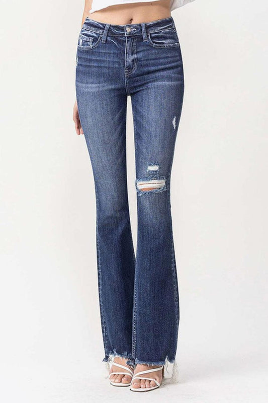 Vervet by Flying Monkey Luna Full Size High Rise Flare Jeans BLUE ZONE PLANET