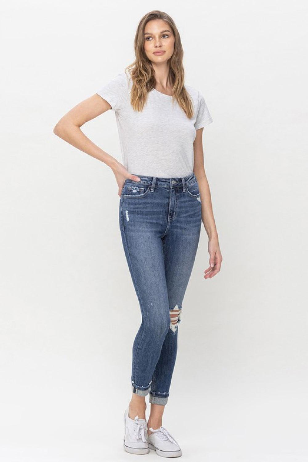 Vervet by Flying Monkey Teagan Full Size High Rise Cropped Skinny Jeans BLUE ZONE PLANET