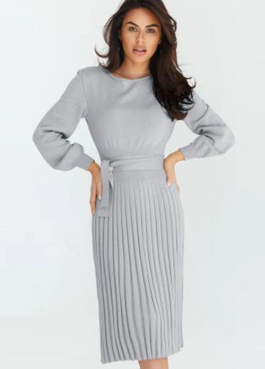 Blue Zone Planet |  slim pleated mid-length bottoming sweater dress BLUE ZONE PLANET