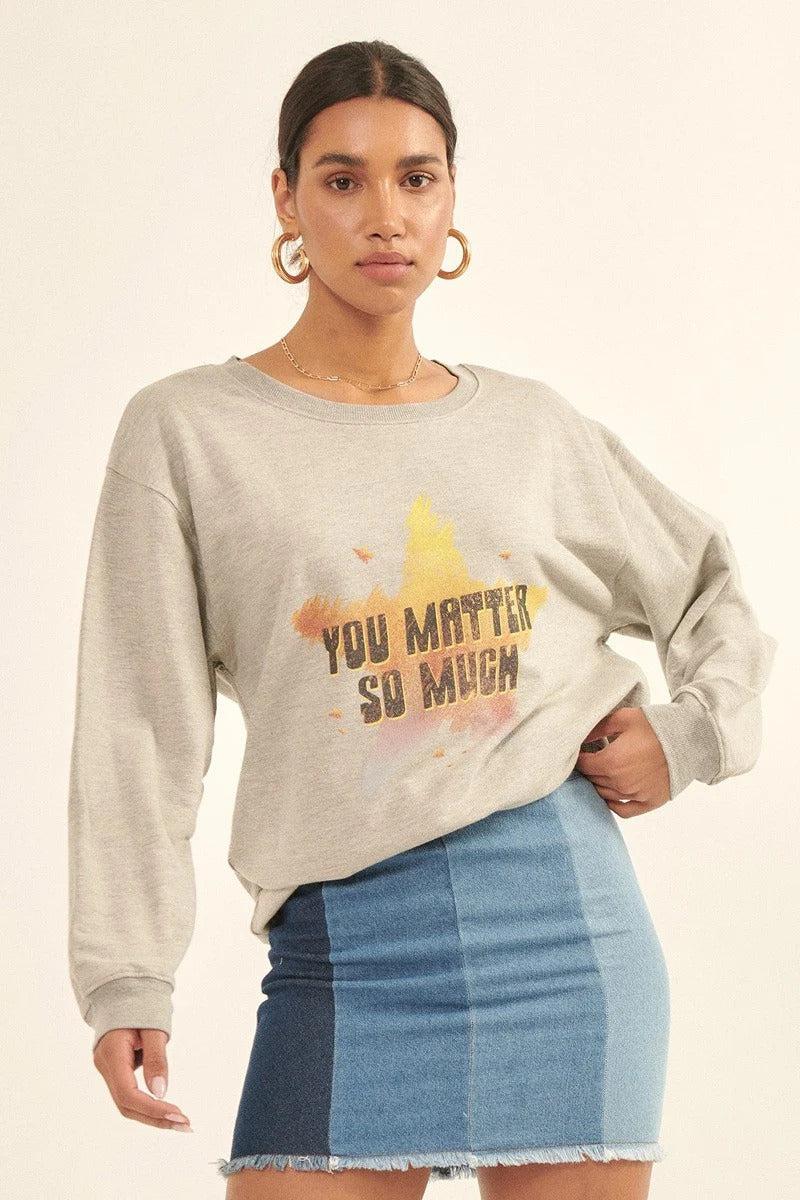 Vintage-style, Multicolor Star French Terry Knit Graphic Sweatshirt Blue Zone Planet