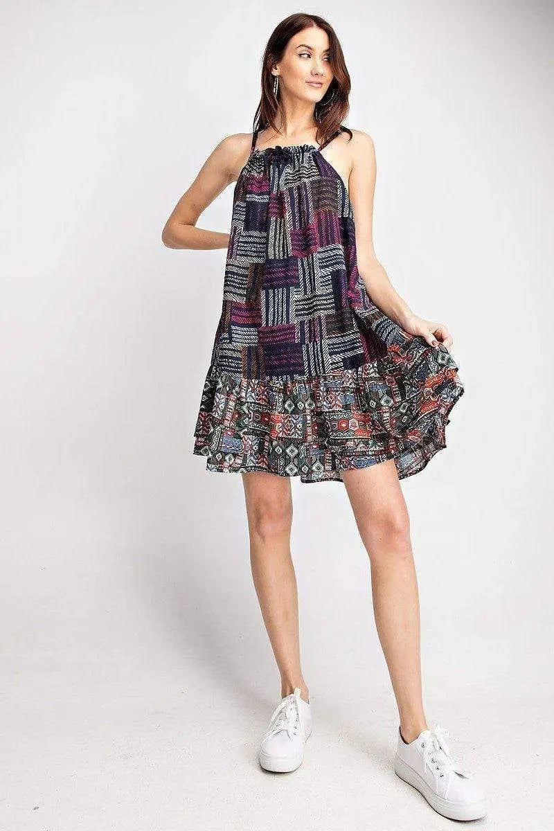 Voile Halter Dress Blue Zone Planet