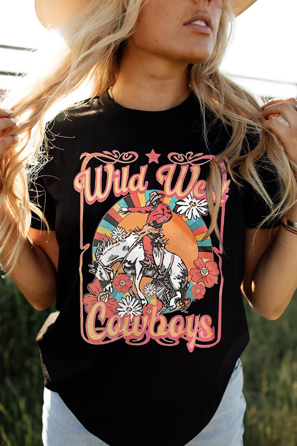 WILD WEST COWBOYS Graphic Tee Shirt BLUE ZONE PLANET