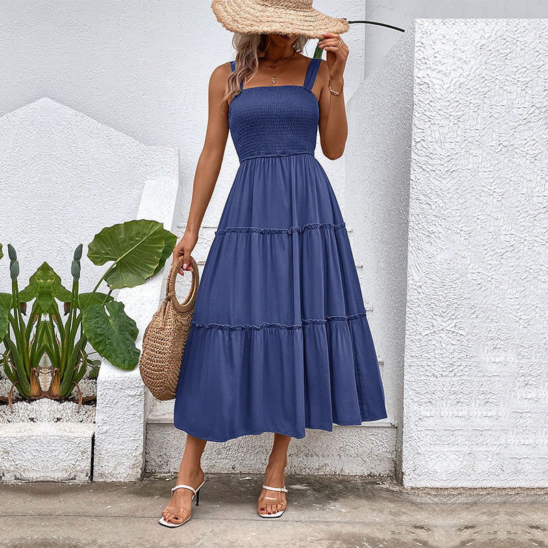 Blue Zone Planet | fashion solid color strapless sleeveless dress kakaclo