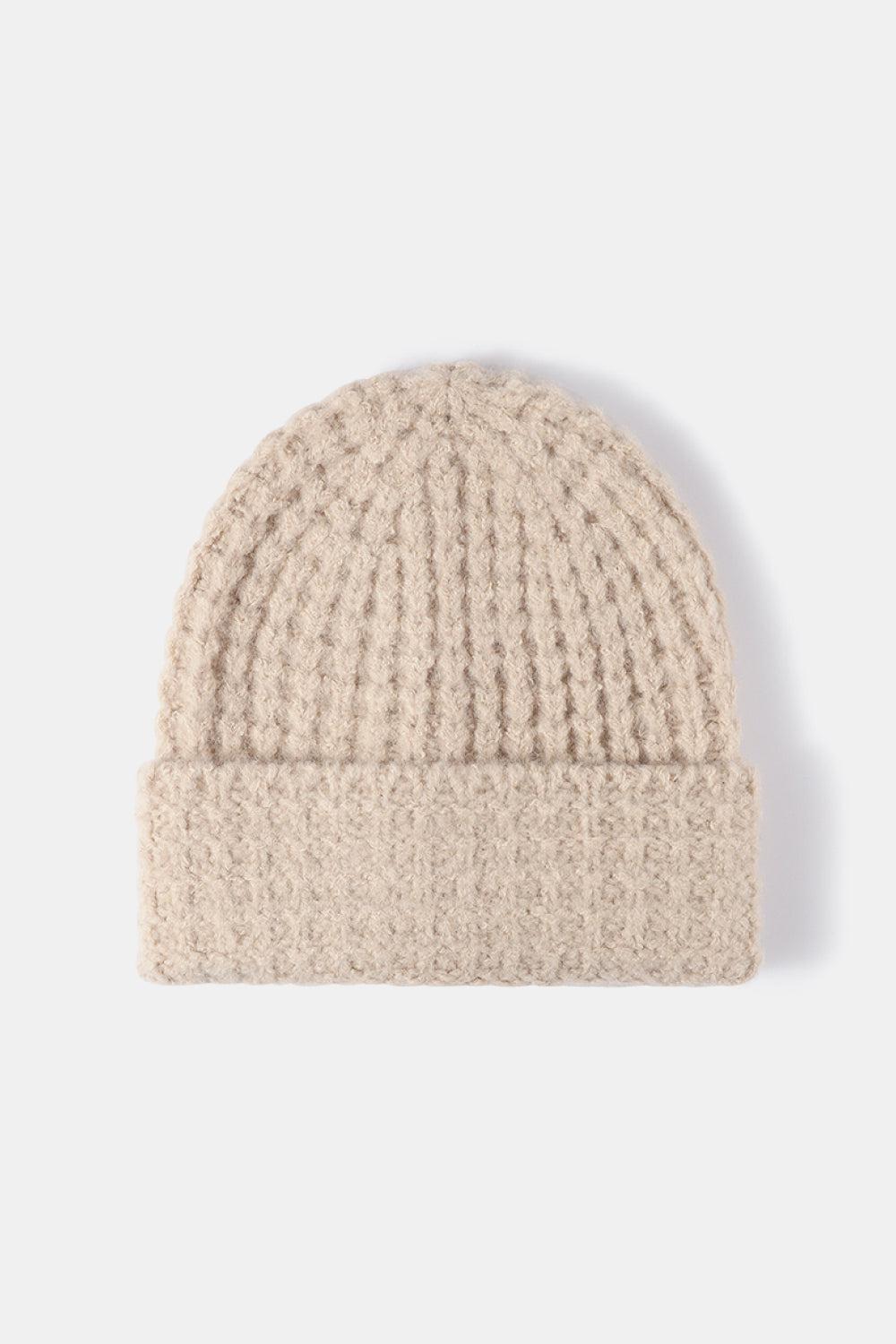 Waffle-Knit Cuff Beanie-TOPS / DRESSES-[Adult]-[Female]-Beige-One Size-2022 Online Blue Zone Planet
