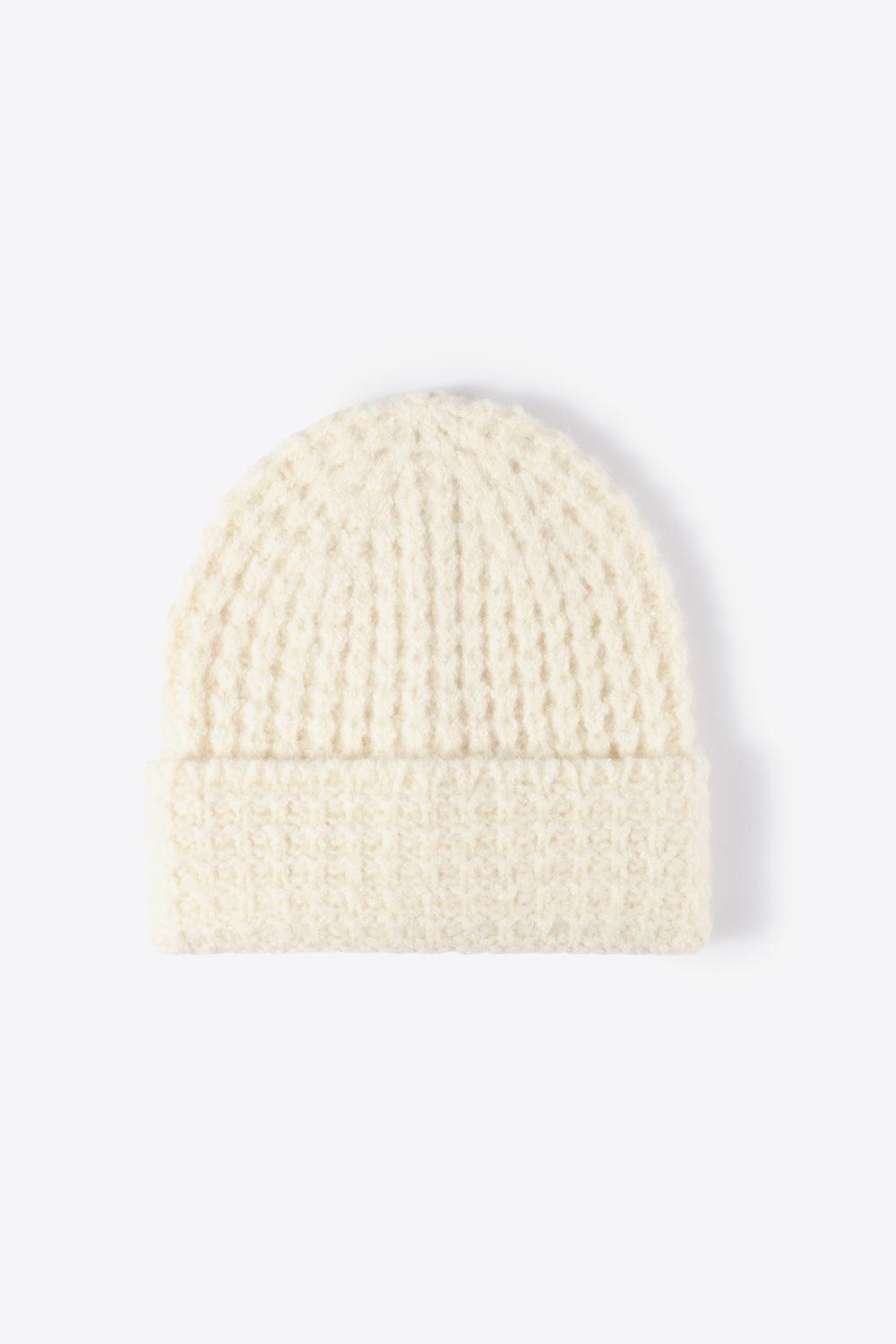 Waffle-Knit Cuff Beanie-TOPS / DRESSES-[Adult]-[Female]-White-One Size-2022 Online Blue Zone Planet