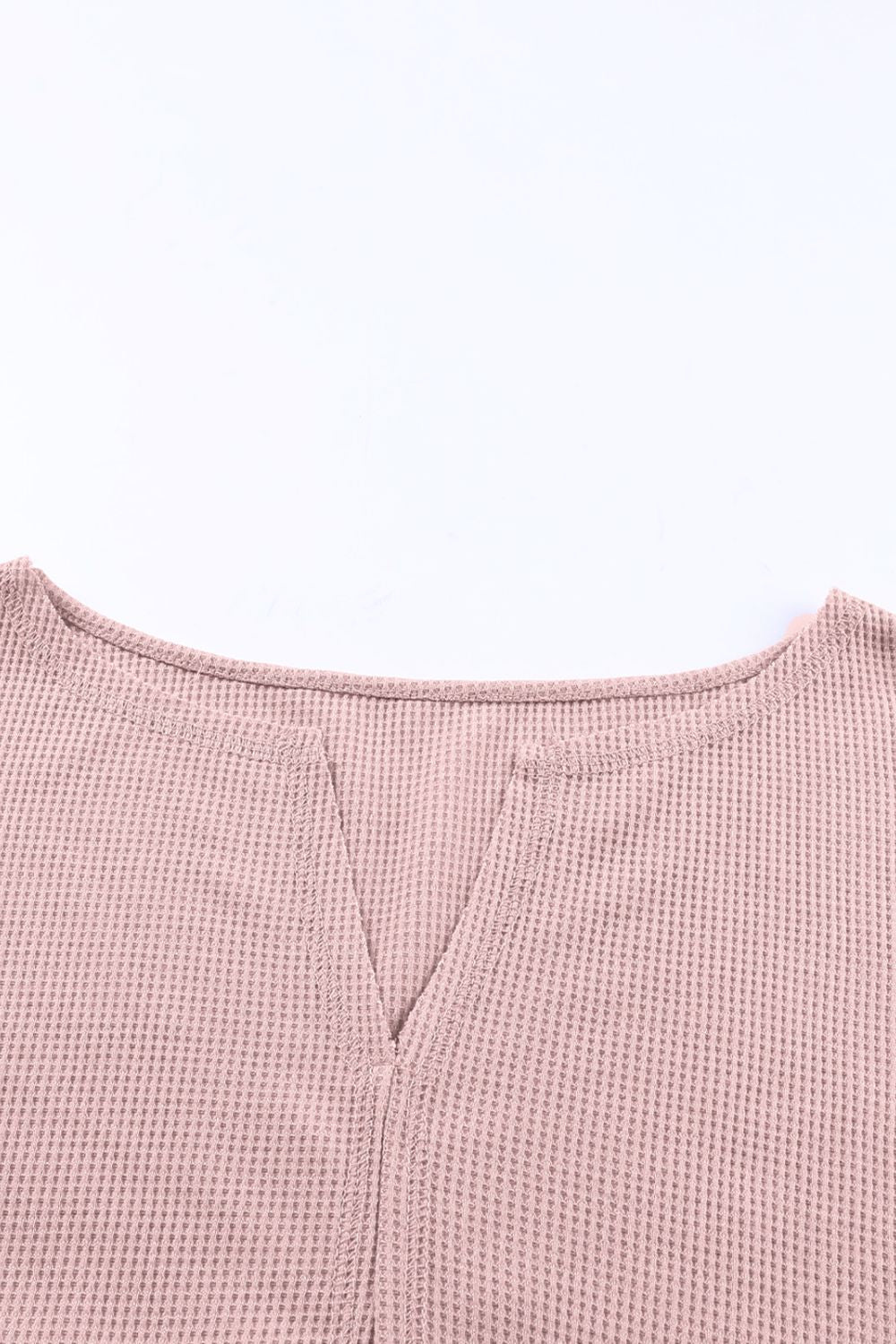 Waffle-Knit Dropped Shoulder Notched Top-TOPS / DRESSES-[Adult]-[Female]-2022 Online Blue Zone Planet
