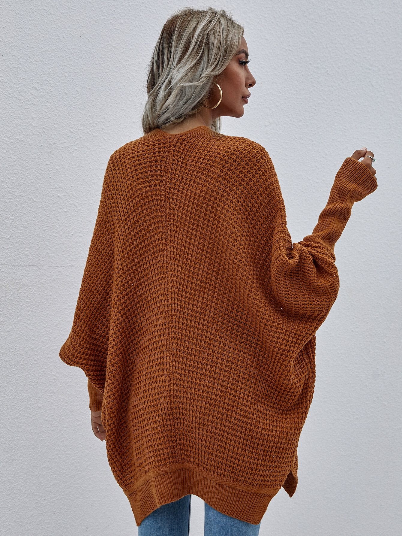 Waffle Knit Open Front Cardigan-TOPS / DRESSES-[Adult]-[Female]-Blue Zone Planet