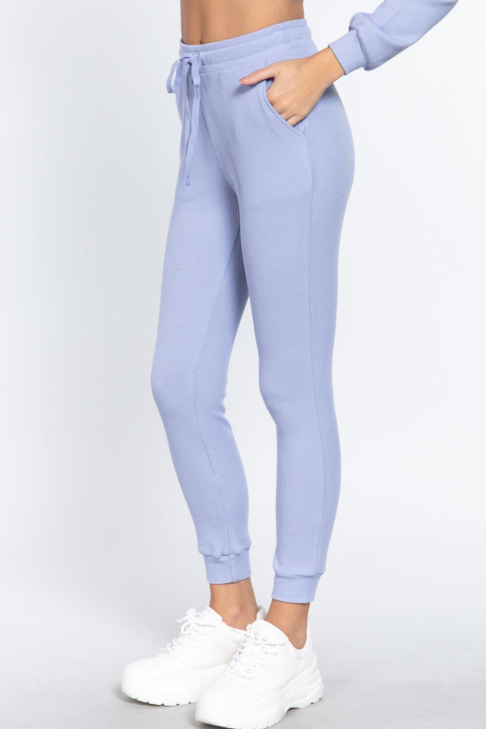 Waist Band Side Pocket Thermal Pants-[Adult]-[Female]-Blue Zone Planet