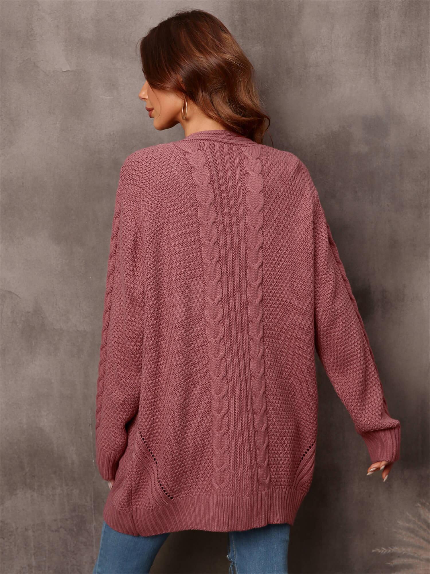 Warm Fall Mixed Knit Open Front Longline Cardigan-TOPS / DRESSES-[Adult]-[Female]-Blue Zone Planet