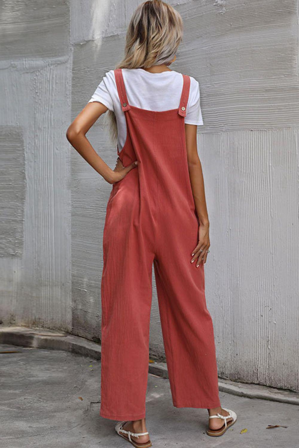 Wide Leg Overalls with Front Pockets BLUE ZONE PLANET