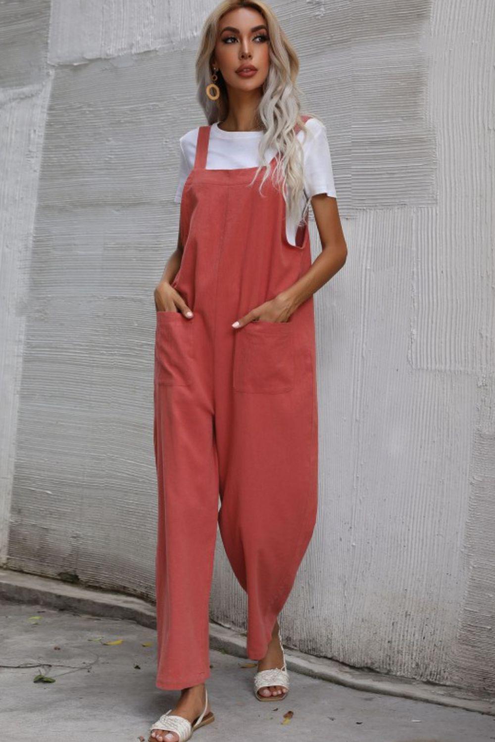 Wide Leg Overalls with Front Pockets BLUE ZONE PLANET