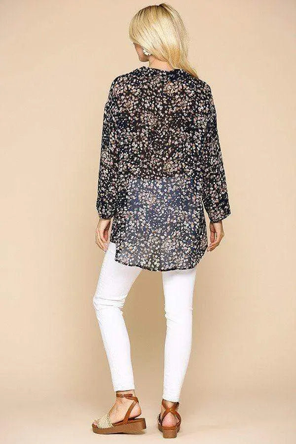 Wild Nature Print Button Down Lapel Collar Shirt With Chest Pocket Blue Zone Planet