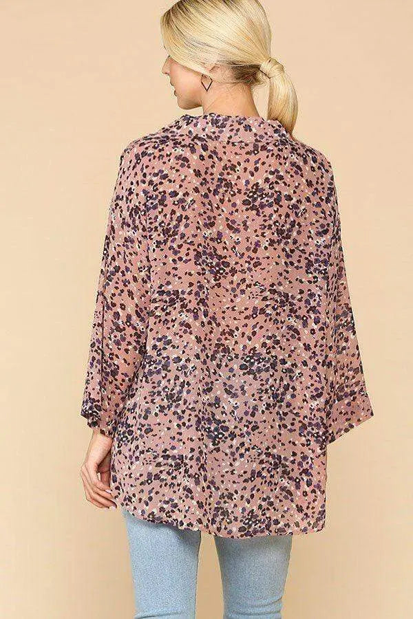 Wild Nature Print Button Down Lapel Collar Shirt With Chest Pocket Blue Zone Planet