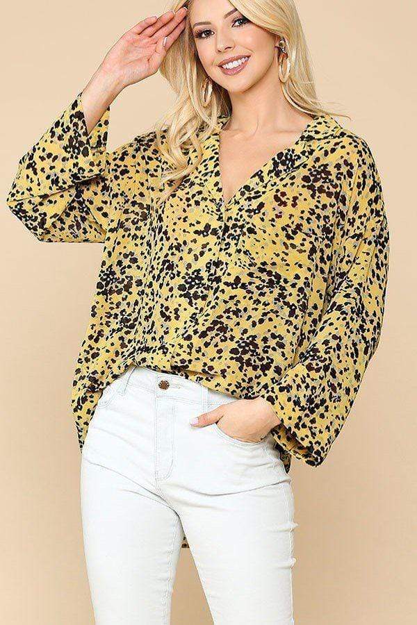 Wild Nature Print Button Down Lapel Collar Shirt With Chest Pocket-TOPS / DRESSES-[Adult]-[Female]-Golden Mix-S-Blue Zone Planet