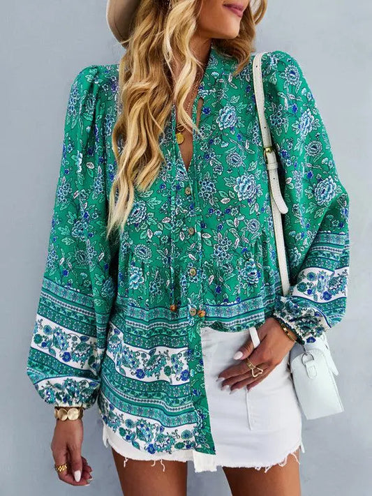 Women's Bohemian Long Sleeved Top BLUE ZONE PLANET