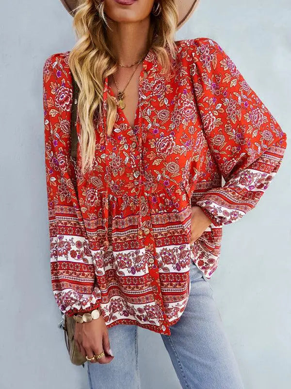 Women's Bohemian Long Sleeved Top BLUE ZONE PLANET