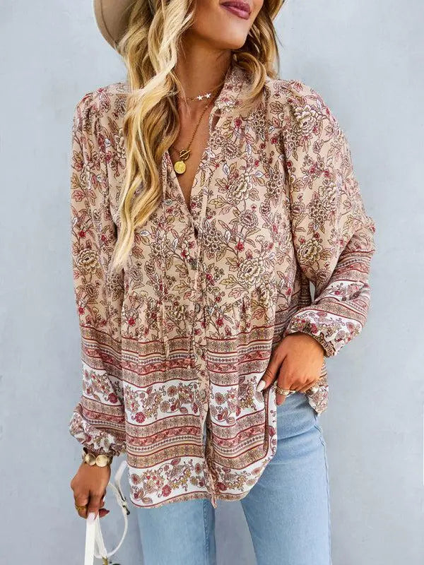 Women's Bohemian Long Sleeved Top BLUE ZONE PLANET