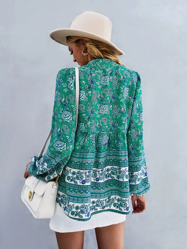 Women's Bohemian Long Sleeved Top BLUE ZONE PLANET
