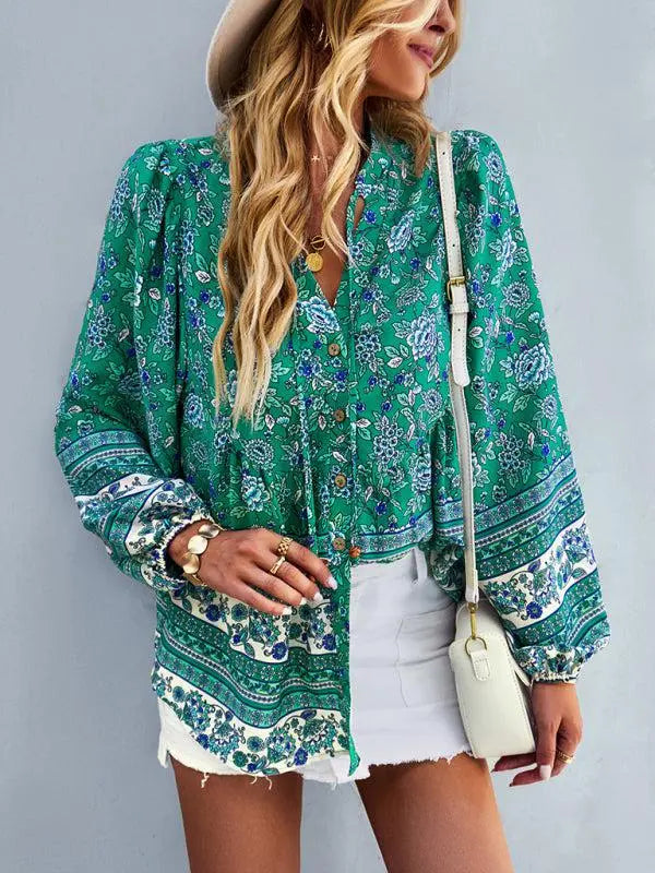 Women's Bohemian Long Sleeved Top BLUE ZONE PLANET