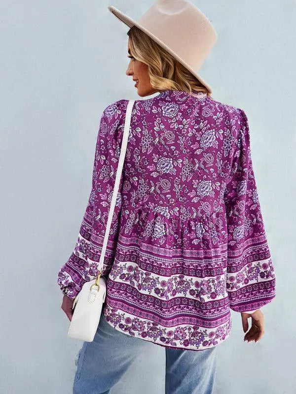 Women's Bohemian Long Sleeved Top BLUE ZONE PLANET