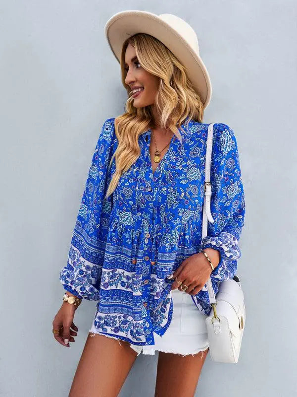 Women's Bohemian Long Sleeved Top BLUE ZONE PLANET