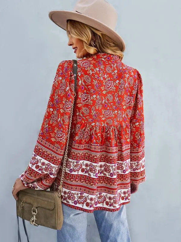 Women's Bohemian Long Sleeved Top BLUE ZONE PLANET