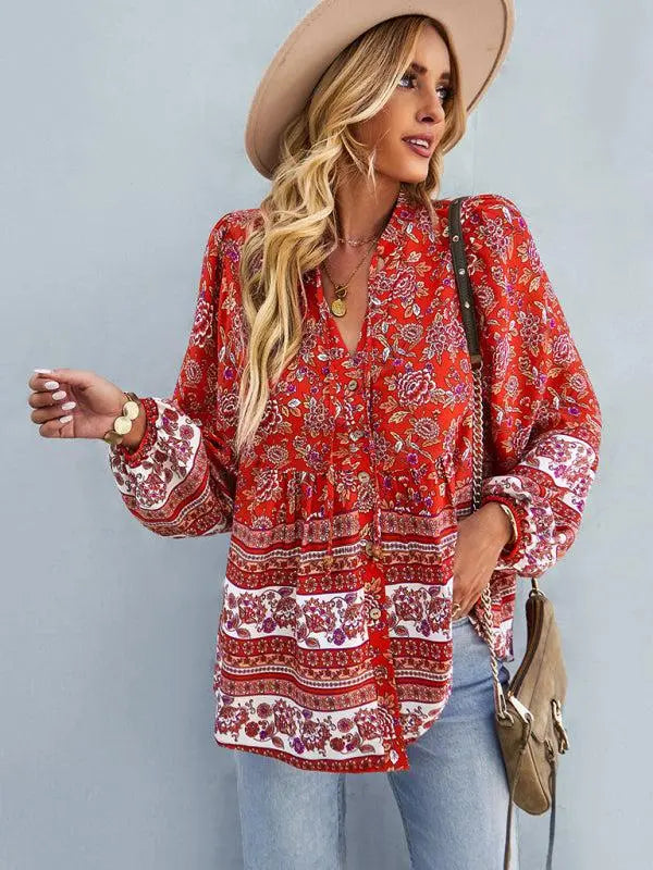 Women's Bohemian Long Sleeved Top BLUE ZONE PLANET