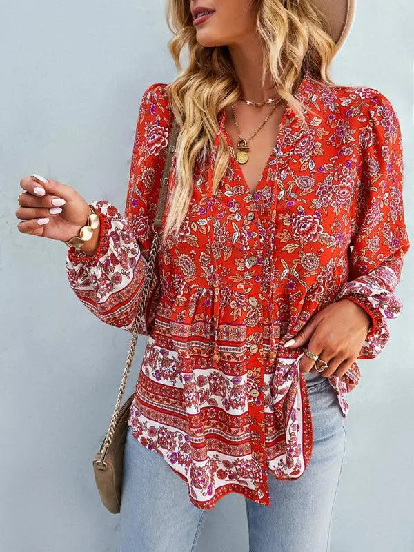 Women's Bohemian Long Sleeved Top BLUE ZONE PLANET