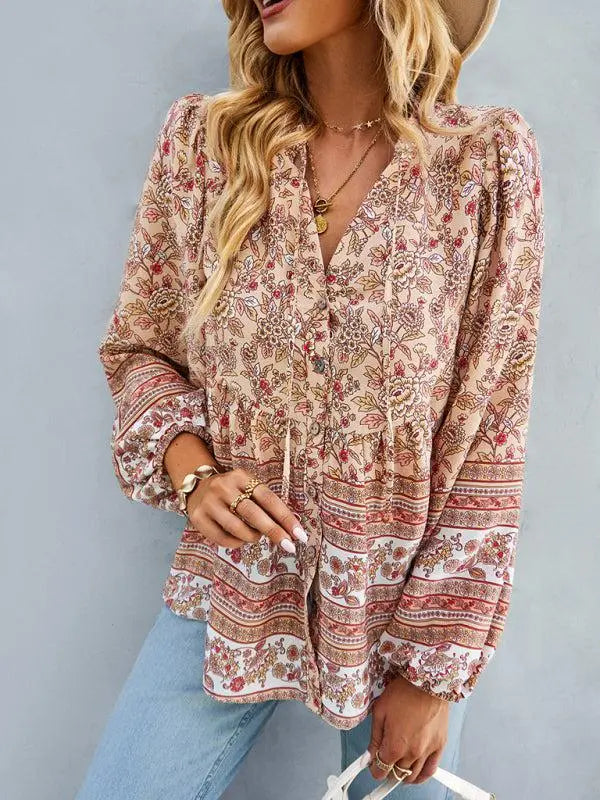 Women's Bohemian Long Sleeved Top BLUE ZONE PLANET