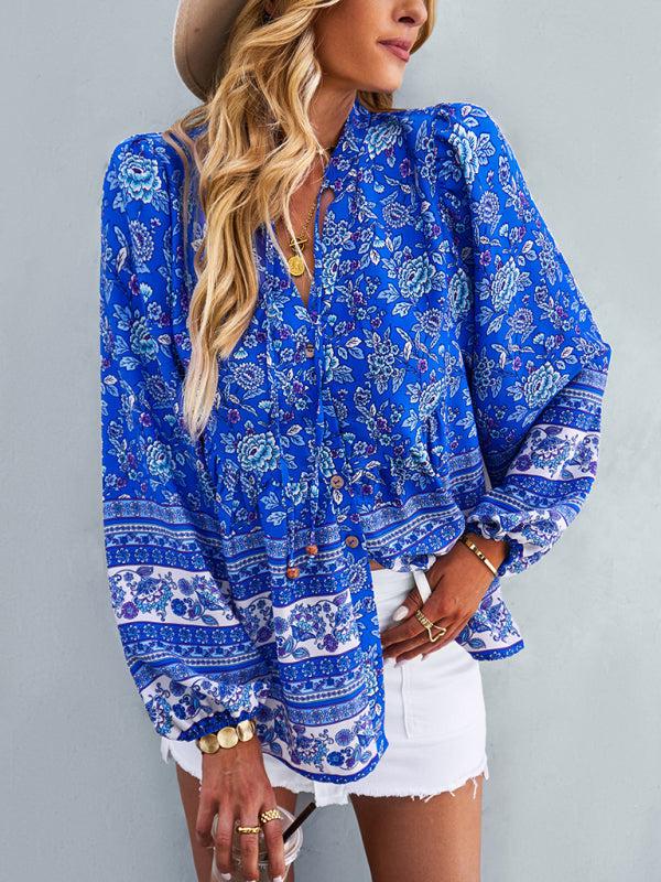 Women's Bohemian Long Sleeved Top-TOPS / DRESSES-[Adult]-[Female]-Blue Zone Planet