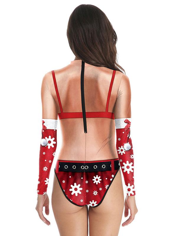 Women's Christmas Digital Print One Piece Swimsuit-TOPS / DRESSES-[Adult]-[Female]-Blue Zone Planet