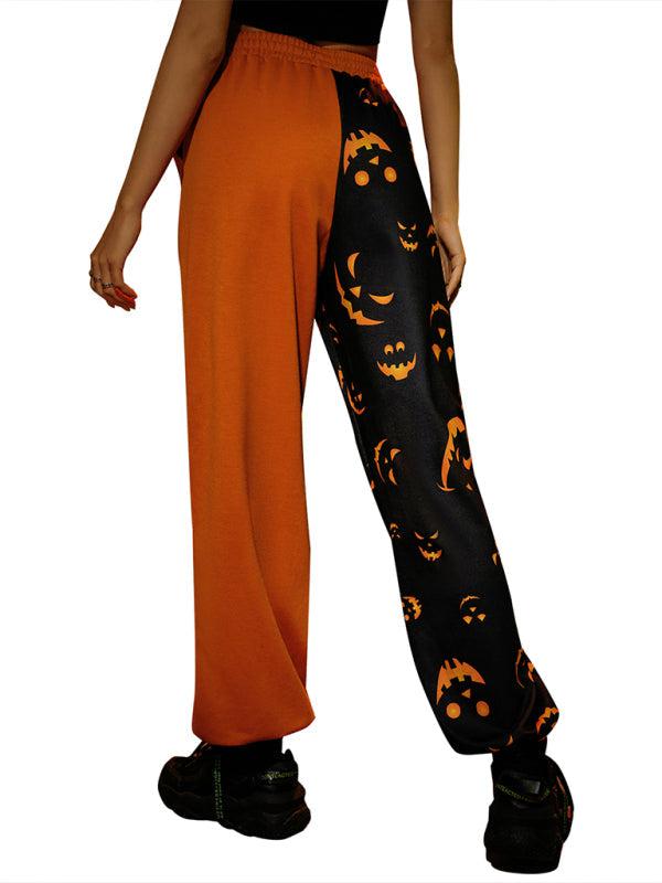 Women's Halloween casual patchwork print shows the trend of thin pants-[Adult]-[Female]-Blue Zone Planet