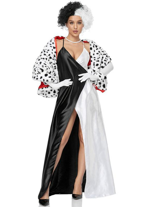 Women's halloween kuira dalmatian cosplay-Costumes-[Adult]-[Female]-Raw white off white-M-Blue Zone Planet