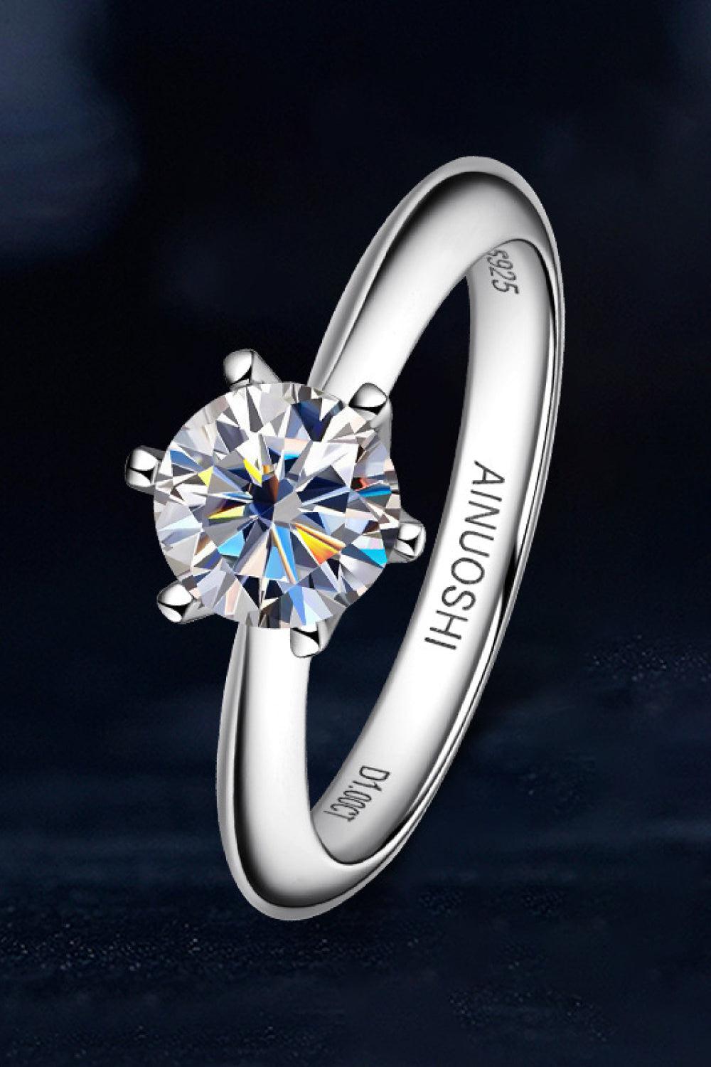 Wonderful Life 1 Carat Moissanite Platinum-Plated Ring BLUE ZONE PLANET