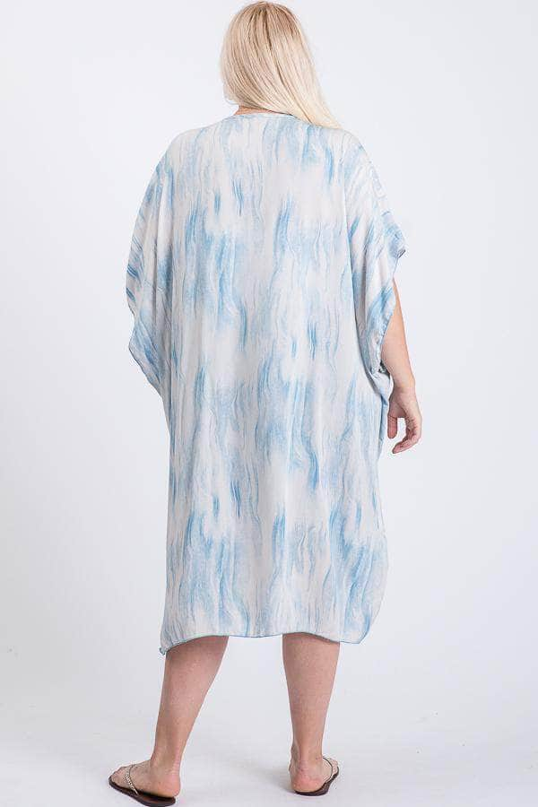 Zebra Print Short Sleeve Maxi Kimono Blue Zone Planet