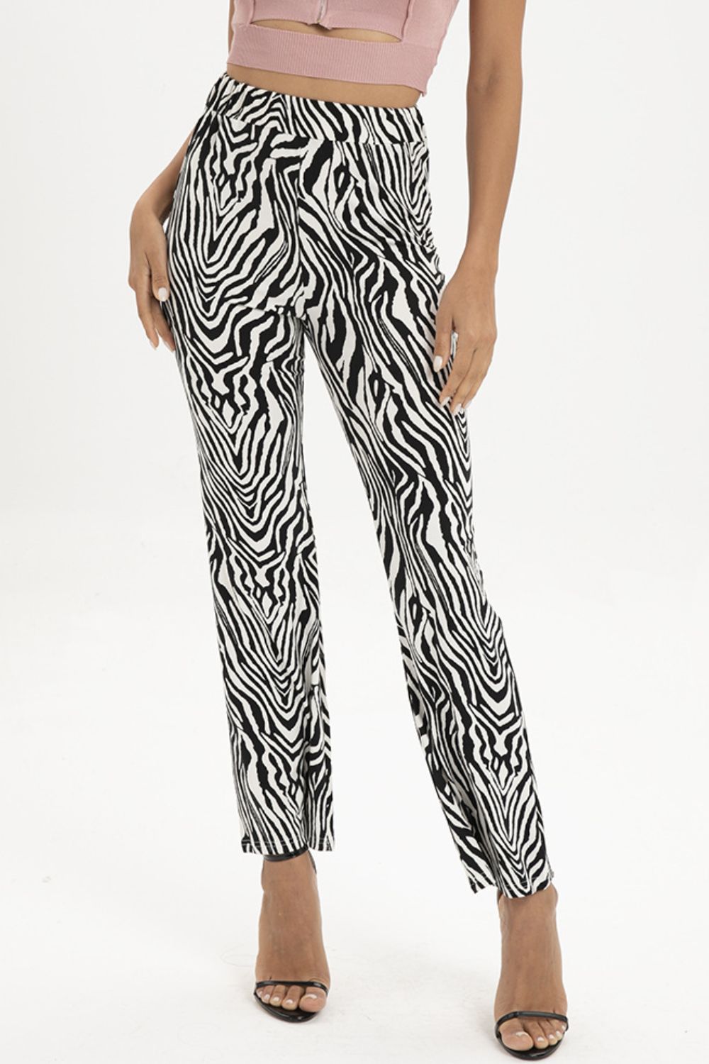 Zebra Print Straight Leg Pants BLUE ZONE PLANET