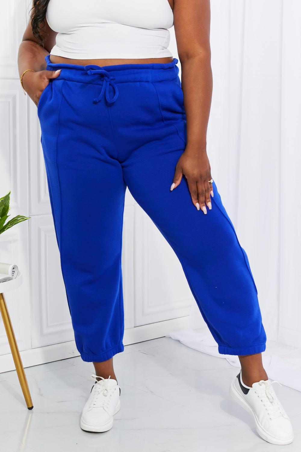 Zenana Full Size Can't Stop Me Paperbag Waist Joggers BLUE ZONE PLANET
