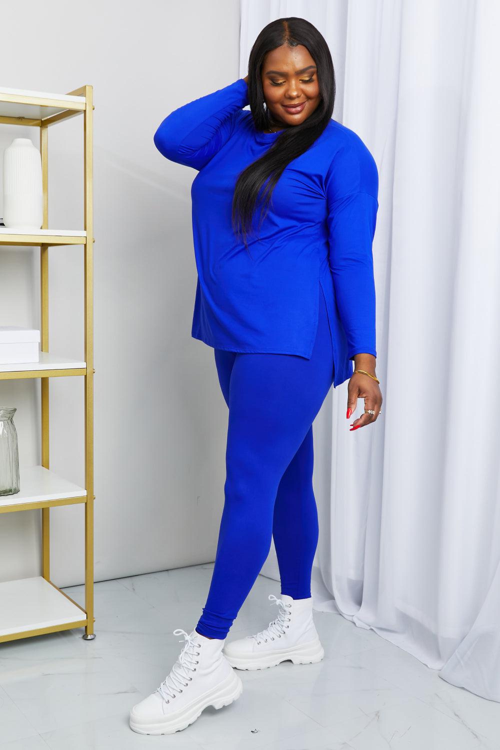 Zenana Ready to Relax Full Size Brushed Microfiber Loungewear Set in Bright Blue BLUE ZONE PLANET