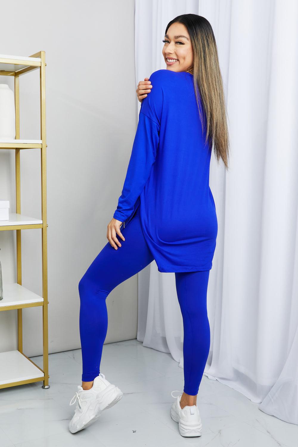 Zenana Ready to Relax Full Size Brushed Microfiber Loungewear Set in Bright Blue BLUE ZONE PLANET