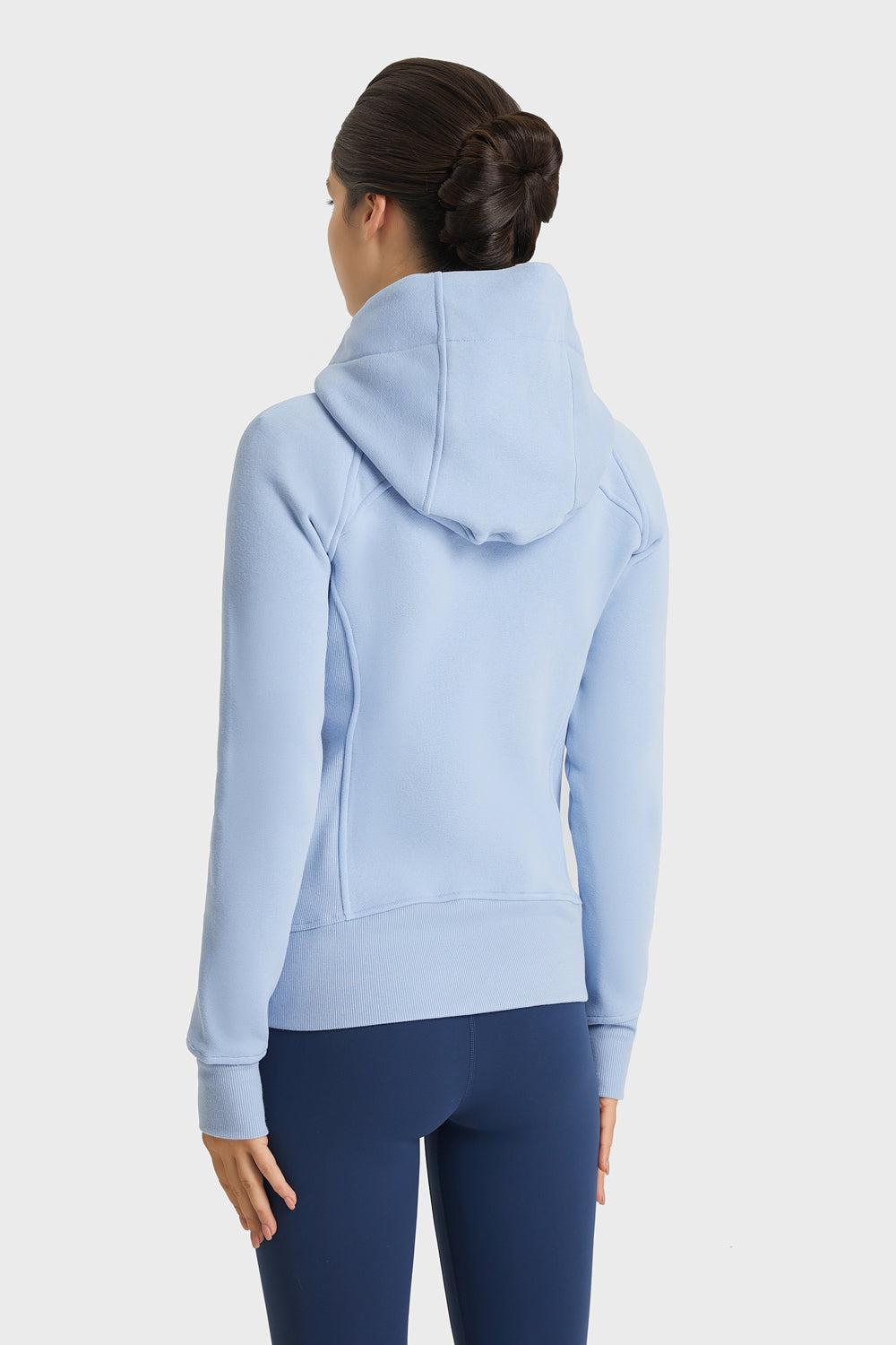 Zip Up Seam Detail Hooded Sports Jacket-TOPS / DRESSES-[Adult]-[Female]-Blue Zone Planet