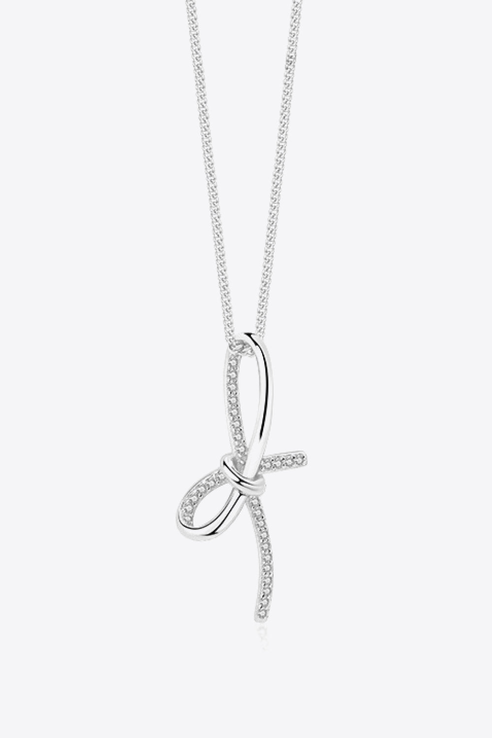 Zircon Bow Pendant Necklace-TOPS / DRESSES-[Adult]-[Female]-Silver-One Size-2022 Online Blue Zone Planet
