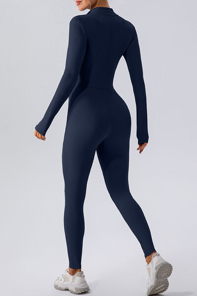 Blue Zone Planet |  Half Zip Mock Neck Active Jumpsuit BLUE ZONE PLANET