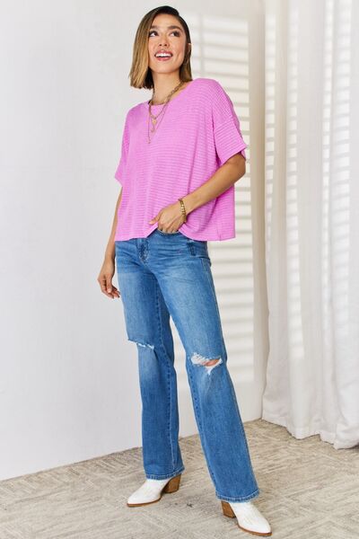 Zenana Full Size Round Neck Short Sleeve T-Shirt BLUE ZONE PLANET