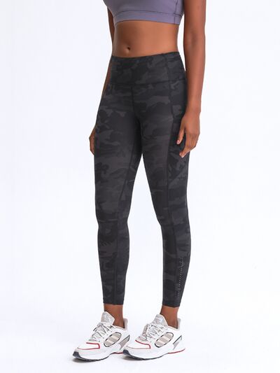 Double Take Wide Waistband Leggings with Pockets BLUE ZONE PLANET