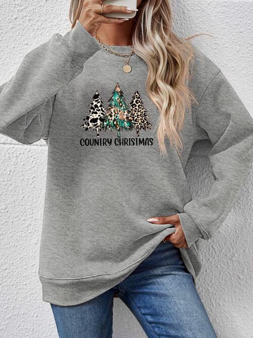 Graphic Round Neck Dropped Shoulder Sweatshirt BLUE ZONE PLANET