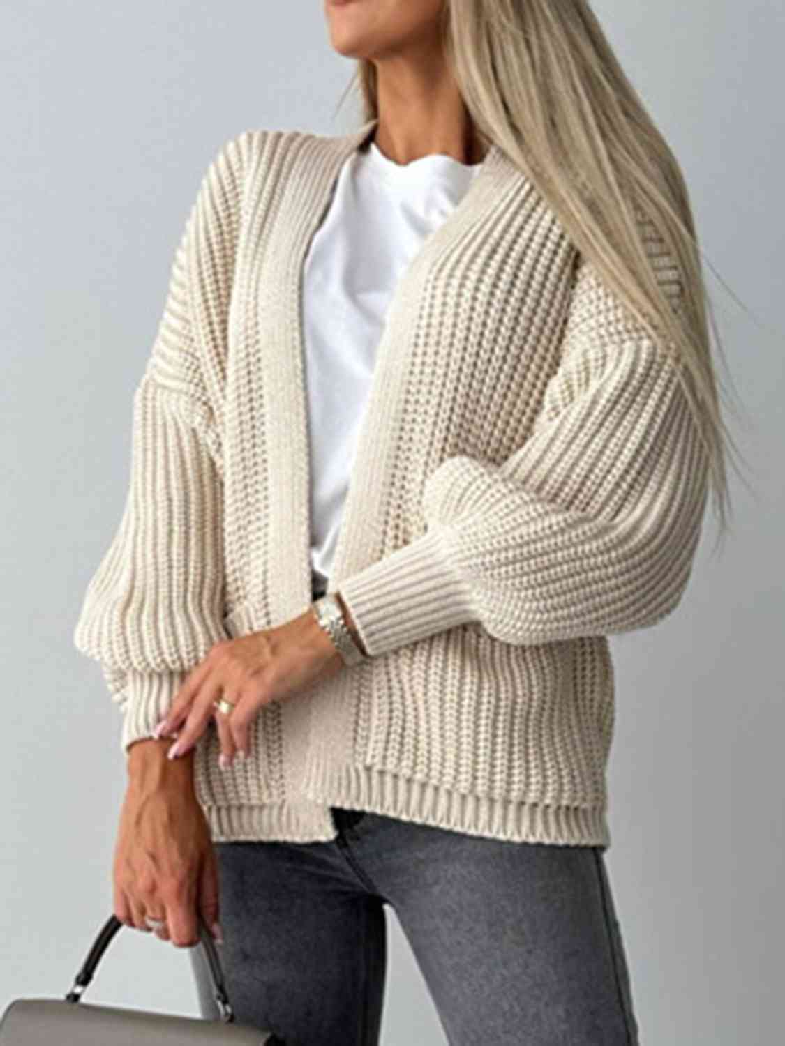 Open Front Dropped Shoulder Cardigan BLUE ZONE PLANET