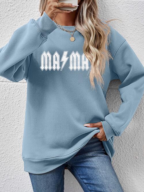 Letter Graphic Dropped Shoulder Sweatshirt BLUE ZONE PLANET